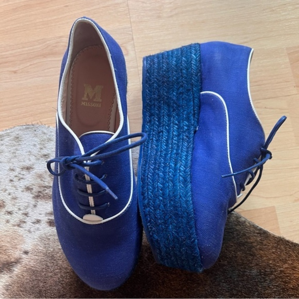 Missoni Blue Lace Up Espadrille‎ Platform Shoes Women’s Size 6